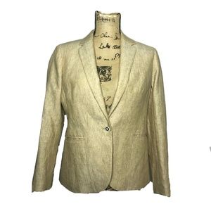 J Crew Campbell Schoolboy Blazer Linen Beige Women's 6